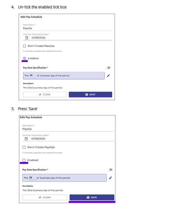 Disable Pay sched 1