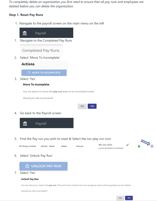 delete org 1